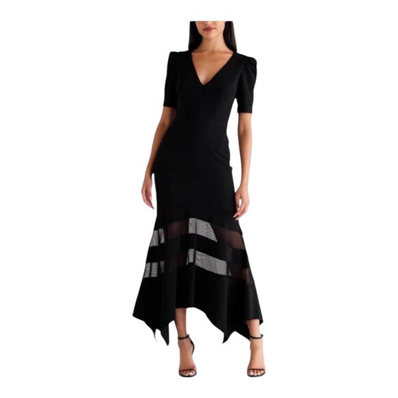Xscape Illusion fit f& flare evening dress black size 4 - Picture 1 of 6